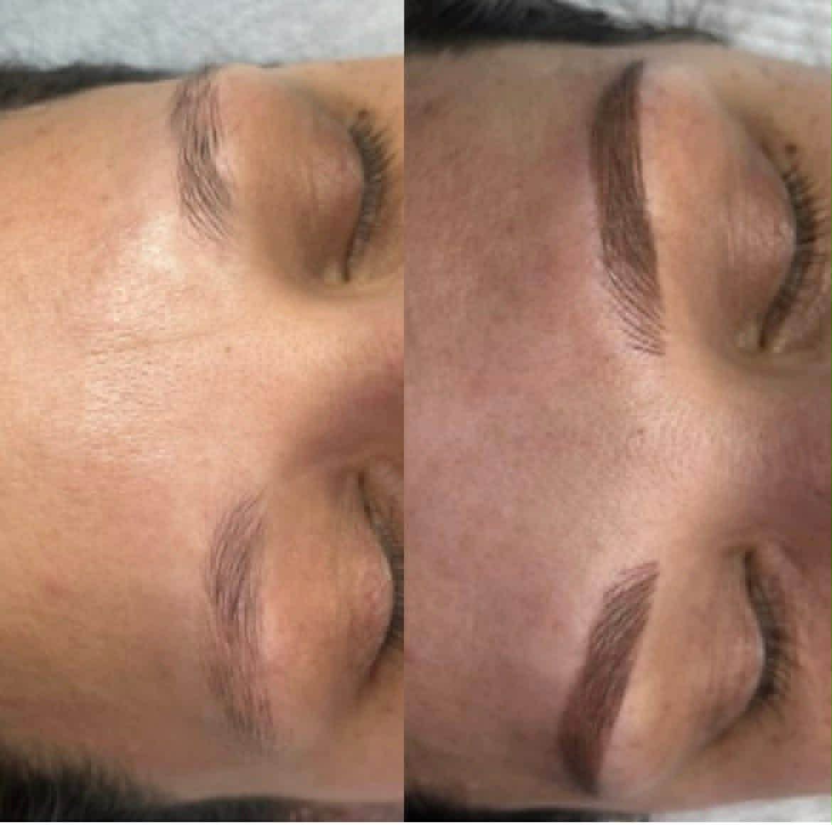 Powder ombré brows, before and after